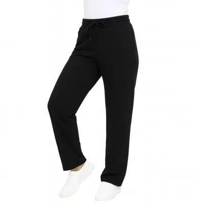 Blue Ice Women's Loose Fit Classic Heavyweight Fleece Sweatpants With Open Bottom In Black