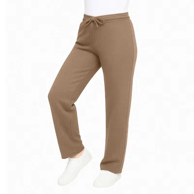 Blue Ice Women's Loose Fit Classic Heavyweight Fleece Sweatpants With Open Bottom In Brown