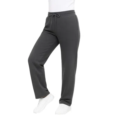 Blue Ice Women's Loose Fit Classic Heavyweight Fleece Sweatpants With Open Bottom In Gray