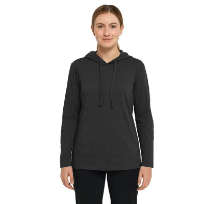 Blue Ice Women's Loose Fit Cotton Lightweight Casual Pullover Drawstring Hoodie With Pocket In Black