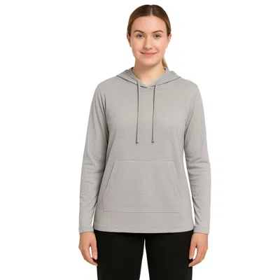 Blue Ice Women's Loose Fit Cotton Lightweight Casual Pullover Drawstring Hoodie With Pocket In Gray
