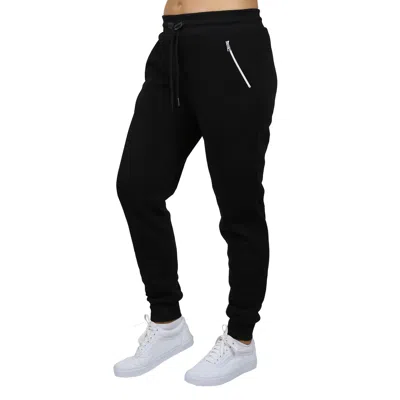 Blue Ice Women's Loose Fit Fleece-lined Jogger Sweatpants With Zipper Pockets In Black