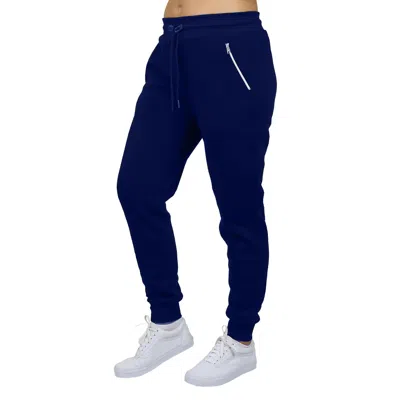 Blue Ice Women's Loose Fit Fleece-lined Jogger Sweatpants With Zipper Pockets In Blue