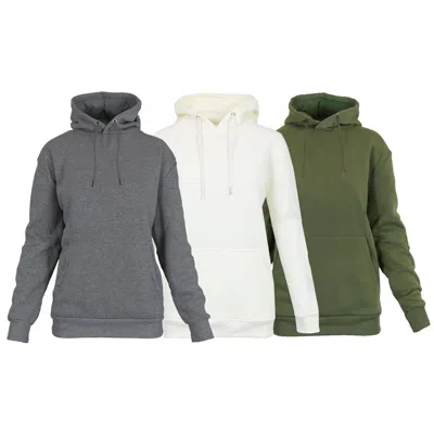 Blue Ice Women's Loose Fit Fleece Lined Pullover Hoodie-3 Pack In Multi