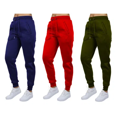 Blue Ice Women's Loose Fit Heavyweight Classic Fleece Jogger Sweatpants- 3 Pack In Multi