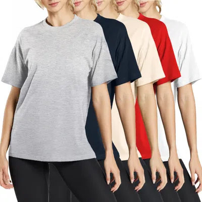 Blue Ice Women's Loose Fit Short Sleeve Crew Neck Solid Tee-5 Pack In Gray