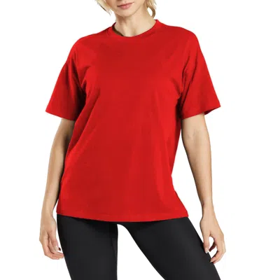 Blue Ice Women's Loose Fit Short Sleeve Crew Neck Solid Tee In Red