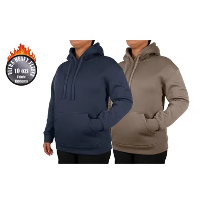 Blue Ice Women's Loose Fit Super Heavyweight Fleece-lined Pullover Hoodie-2 Pack In Multi