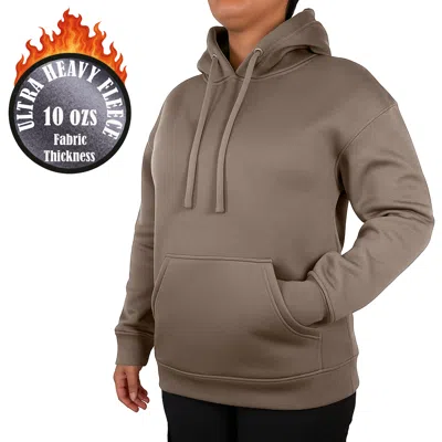 Blue Ice Women's Loose Fit Super Heavyweight Fleece-lined Pullover Hoodie In Brown