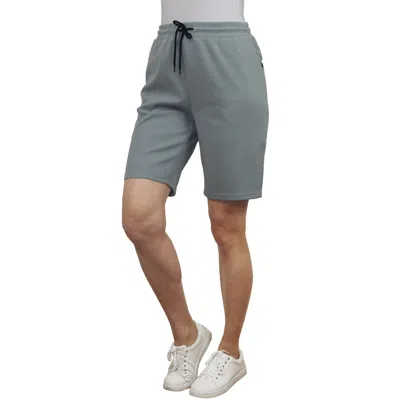 Blue Ice Women's Loose Fit Tech Fleece Jogger Sweat Lounge Shorts With Long Zipper Side Pocket In Gray