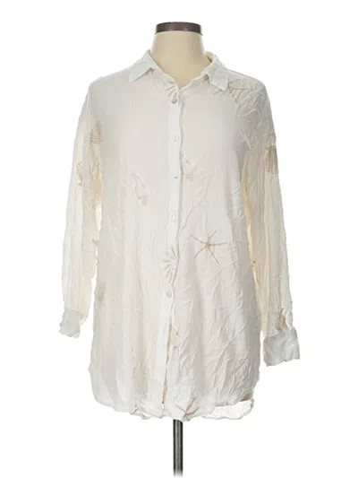 Pre-owned Blue Island 3/4 Sleeve Button Down Shirt In Ivory
