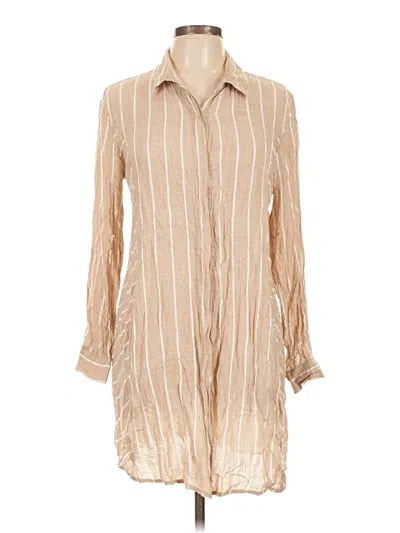 Pre-owned Blue Island 3/4 Sleeve Button Down Shirt In Tan