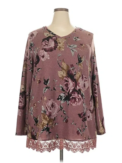 Pre-owned Blue Island Long Sleeve Blouse In Burgundy