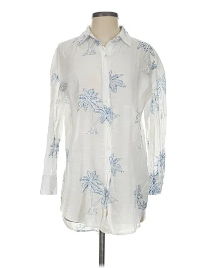 Pre-owned Blue Island Long Sleeve Button Down Shirt In Silver