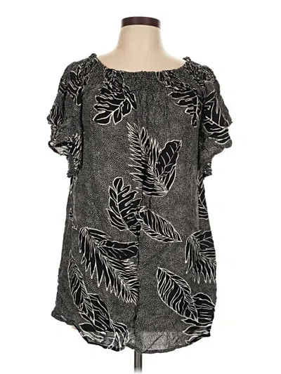 Pre-owned Blue Island Short Sleeve Blouse In Gray