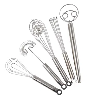 Blue Jean Chef 5-piece Stainless-steel Whisk Set, 5 Different Whisks In Blue