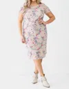 Blue Leopard Plus Size Floral Midi Dress In Taupe In Grey