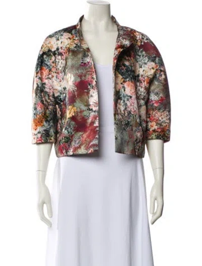 Pre-owned Blue Les Copains Floral Print Evening Jacket In Multi