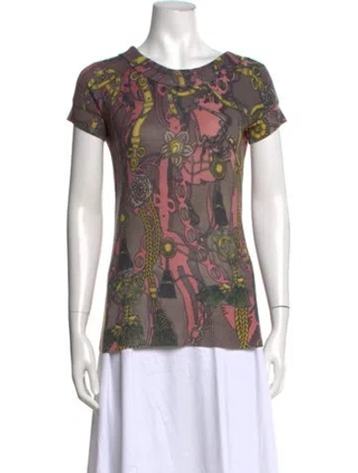 Pre-owned Blue Les Copains Nylon Graphic Print Top In Pink