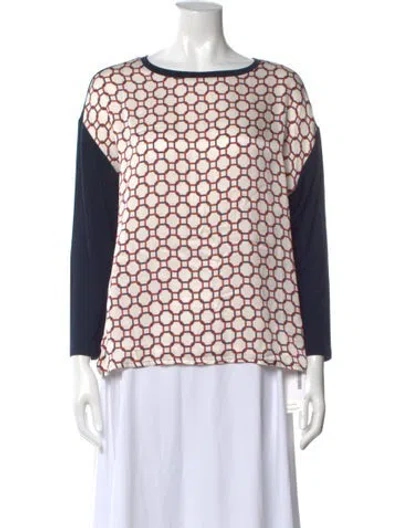 Pre-owned Blue Les Copains Patterned Crew Neck Top In Multi