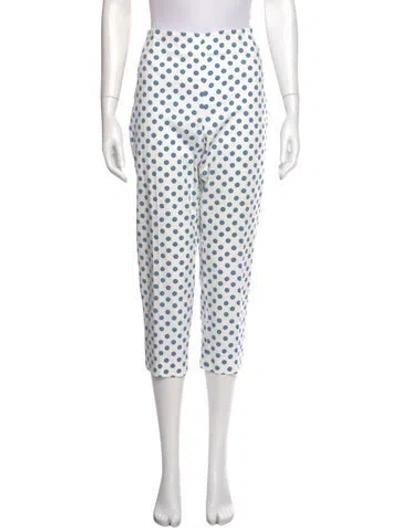 Pre-owned Blue Les Copains Polka Dot Print Straight Leg Pants In White