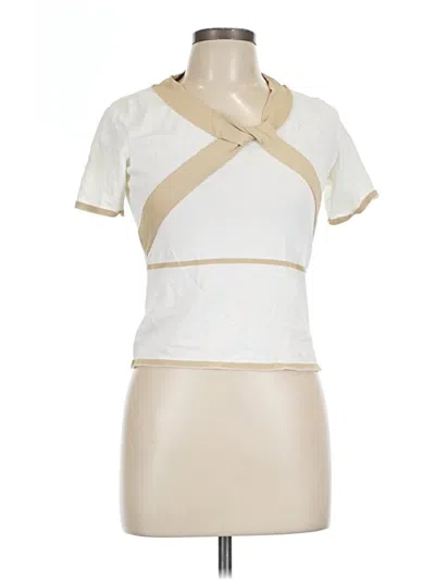 Pre-owned Blue Les Copains Short Sleeve Top Ivory Cowl Neck Tops