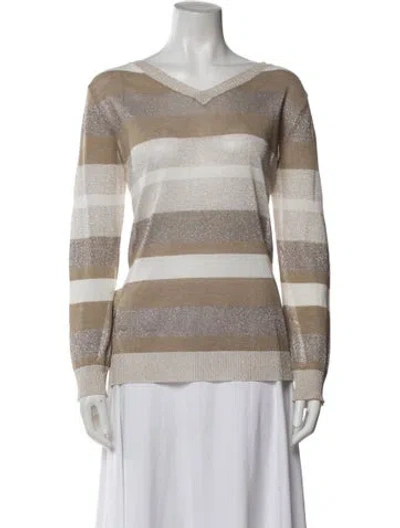 Pre-owned Blue Les Copains Striped Bateau Neckline Sweater