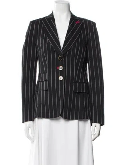 Pre-owned Blue Les Copains Striped Blazer In Black