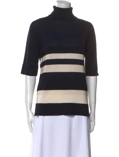 Pre-owned Blue Les Copains Striped Turtleneck Sweater In Black