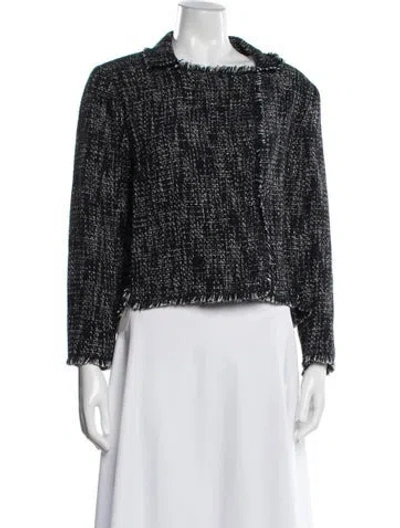 Pre-owned Blue Les Copains Tweed Pattern Jacket In Black