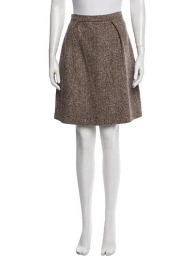 Pre-owned Blue Les Copains Tweed Pattern Mini Skirt In Brown