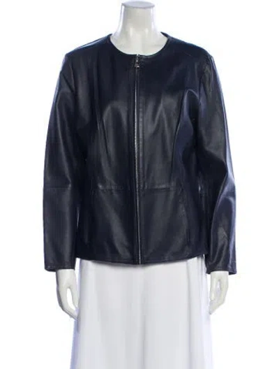 Pre-owned Blue Les Copains Vintage Leather Evening Jacket In Blue