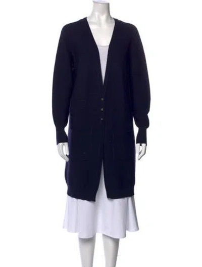 Pre-owned Blue Les Copains Virgin Wool Open Front Sweater In Blue