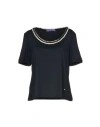 Blue Les Copains Woman T-shirt Midnight Blue Size 10 Viscose, Elastane