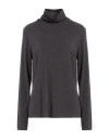 Blue Les Copains Woman Turtleneck Charcoal Size 6 Modal, Wool, Elastane In Gray