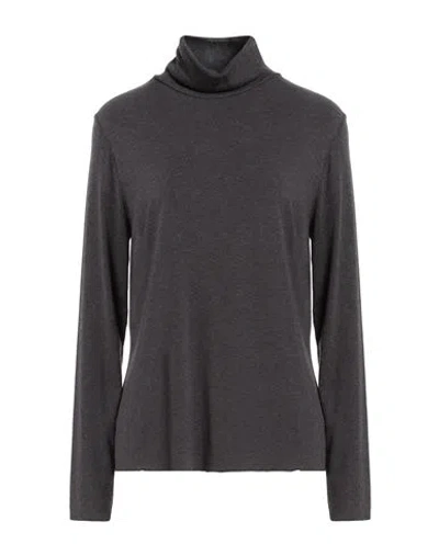 Blue Les Copains Woman Turtleneck Charcoal Size 6 Modal, Wool, Elastane In Gray