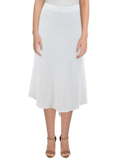 Blue Les Copains Womens Linen Hi-low A-line Skirt In White