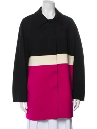 Pre-owned Blue Les Copains Wool Colorblock Pattern Coat In Black