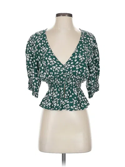 Pre-owned Blue Life 3/4 Sleeve Blouse In Green
