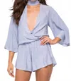 Blue Life Canyon Crush Halter Romper In Denim Stripe Blue