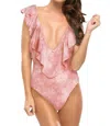 Blue Life Flutter Deep V-neck One Piece In Pink