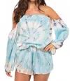 Blue Life Life's A Beach Off The Shoulder Romper In Ocean Dream