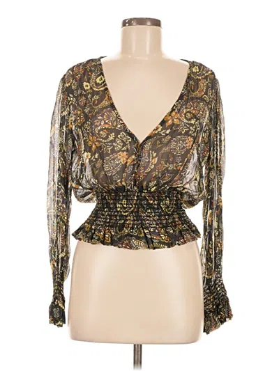 Pre-owned Blue Life Long Sleeve Blouse In Black