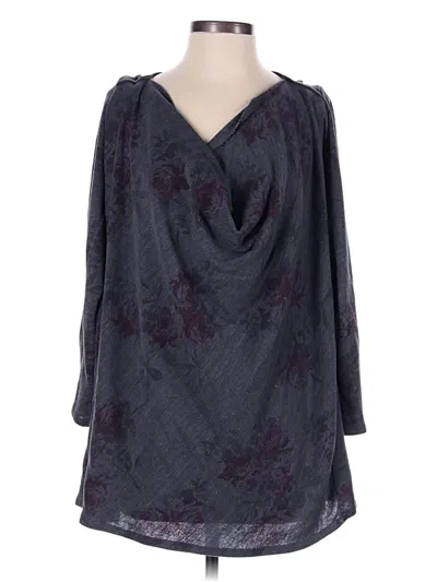 Pre-owned Blue Life Long Sleeve Top Gray Strapless Neckline Tops