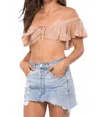 Blue Life Melanie Off The Shoulder Lace Top In Nude Beach