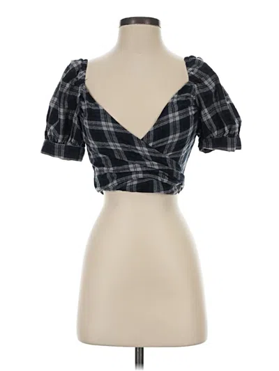 Pre-owned Blue Life Short Sleeve Blouse In Black