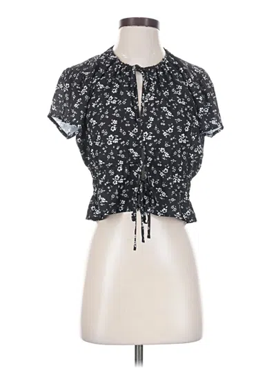 Pre-owned Blue Life Short Sleeve Blouse In Black
