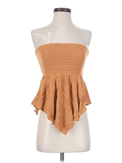 Pre-owned Blue Life Sleeveless Top Brown Strapless Neckline Tops