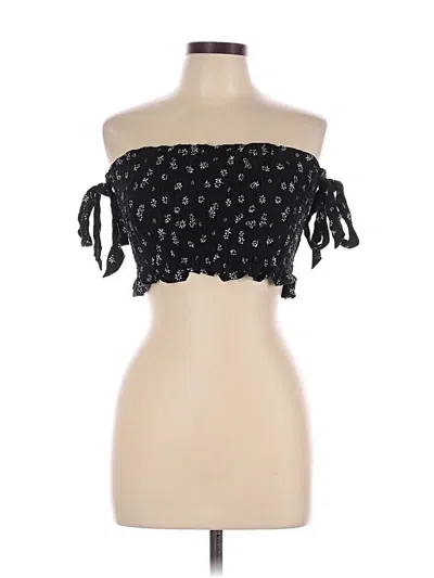Pre-owned Blue Life Tube Top Black Strapless Neckline Tops