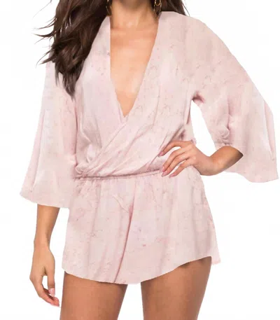 Blue Life Wild And Free Deep V-neck Romper In Blush Waters In Pink